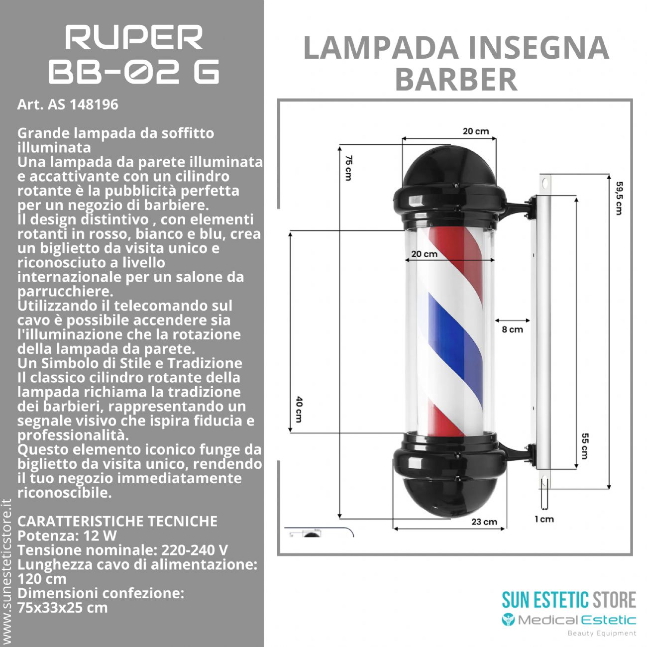 Ruper lampada barber da parete per parrucchiere barberia