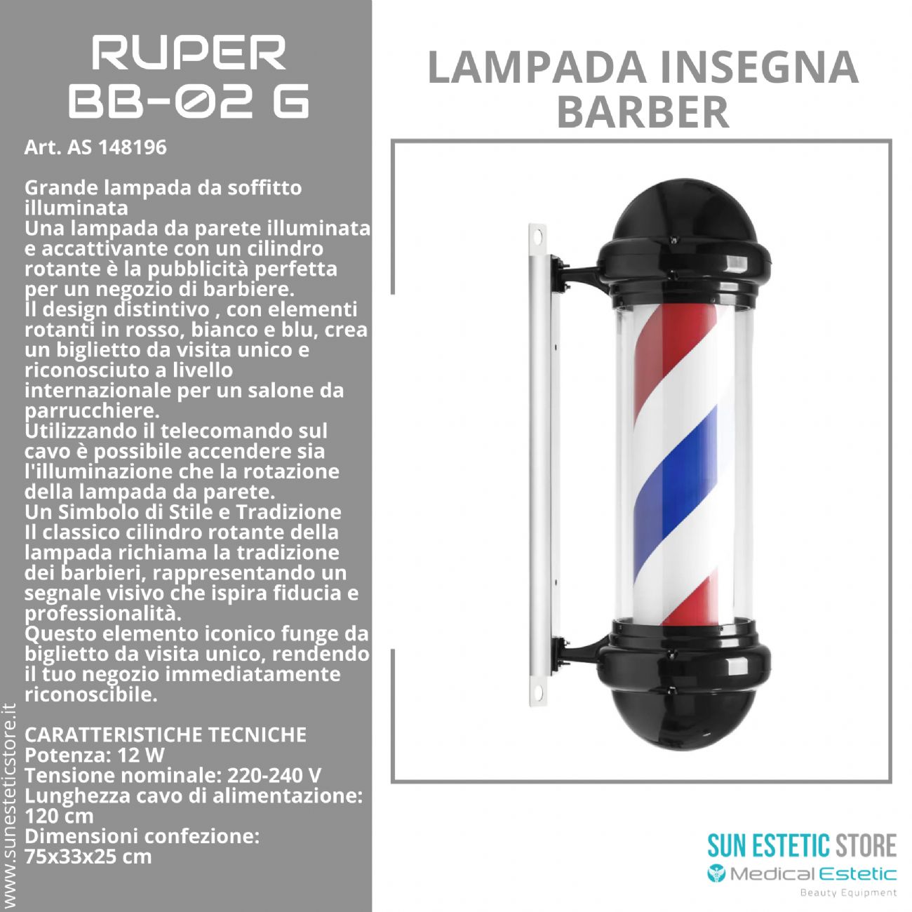 Ruper lampada barber da parete per parrucchiere barberia