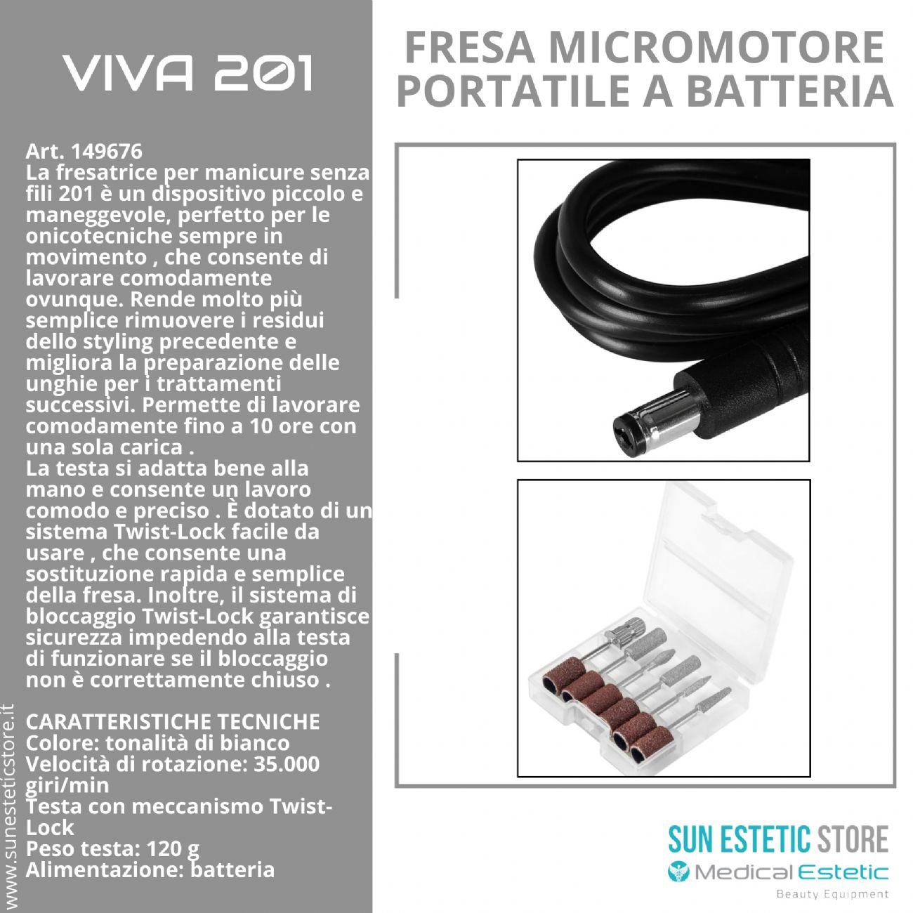 Viva 201 Fresa micromotore portatile a batteria