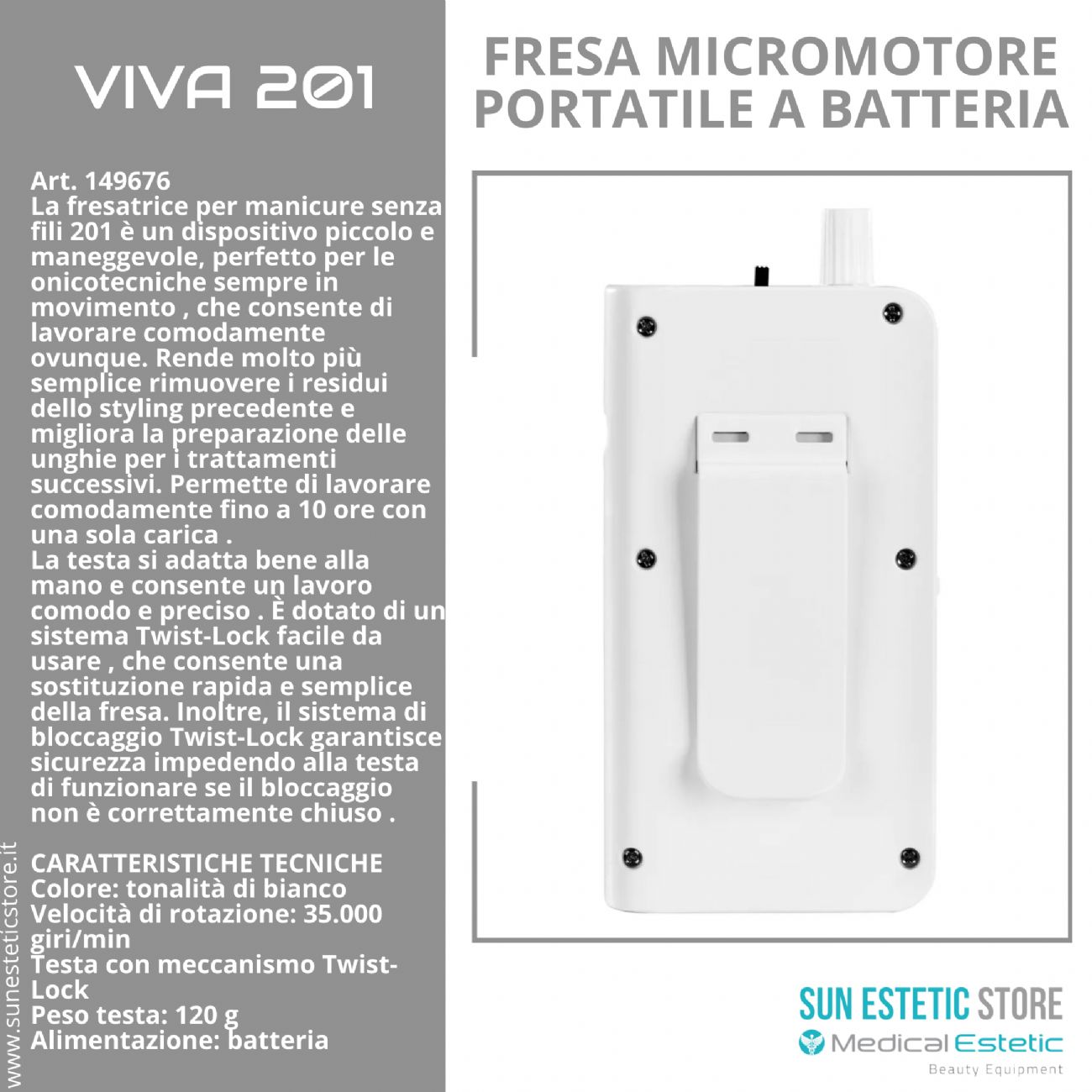 Viva 201 Fresa micromotore portatile a batteria