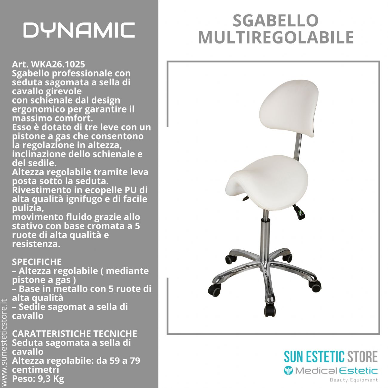 Dynamic sgabello sagomato multiregolabile  con schienale