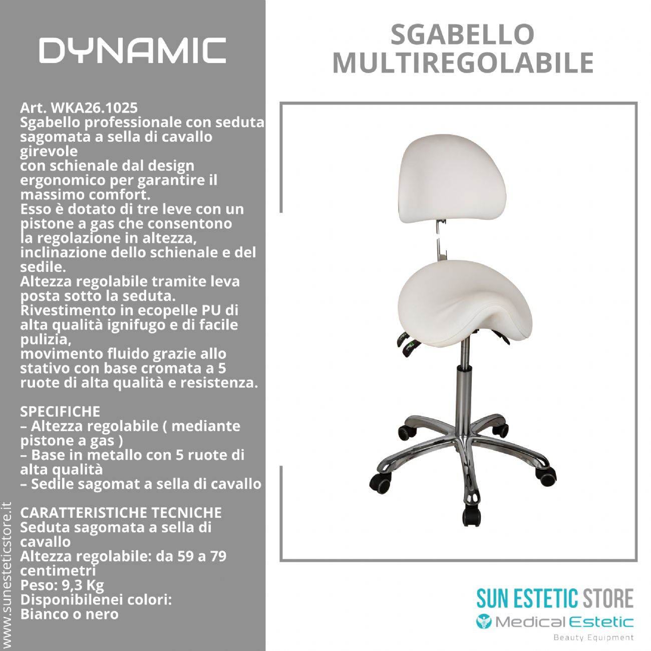 Dynamic sgabello sagomato multiregolabile  con schienale