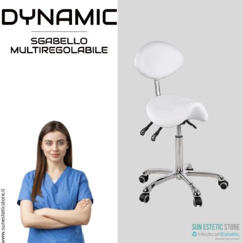 Dynamic sgabello sagomato multiregolabile  con schienale