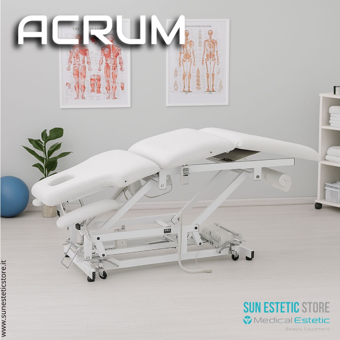 Acrum lettino elettrico per fisioterapia 3 motori 2 snodi
