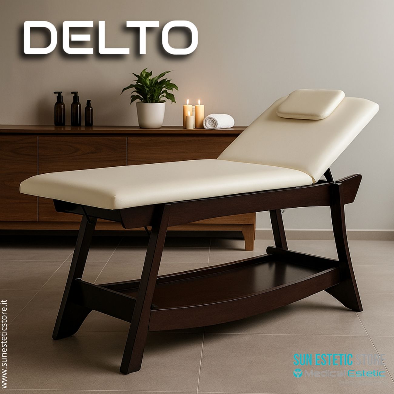 Delto lettino da massaggio in legno colore wengè 2 sezioni 1 snodo estetica estetista centro benessere
