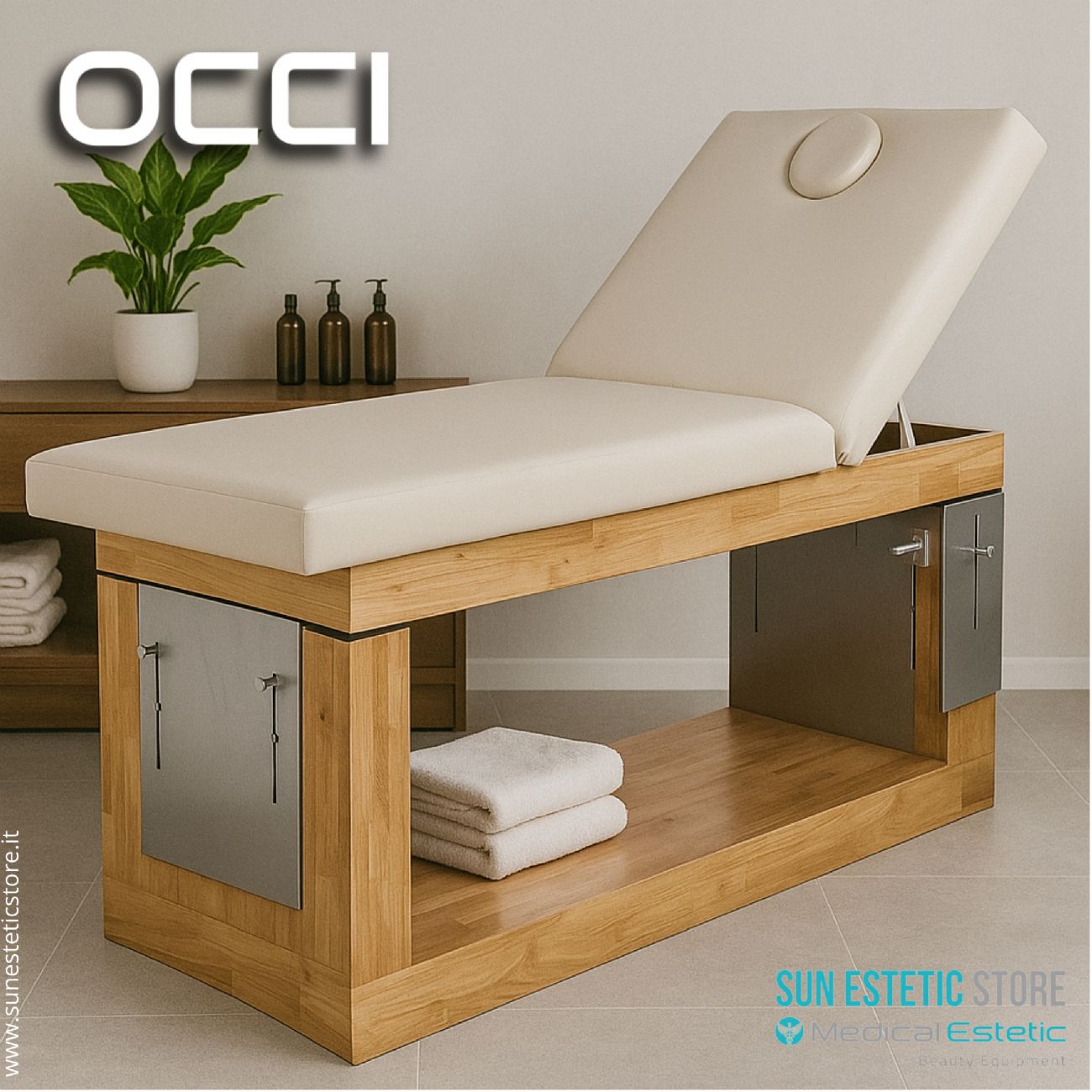 Occi Lettino massaggio spa in legno 2 sezioni regolabile