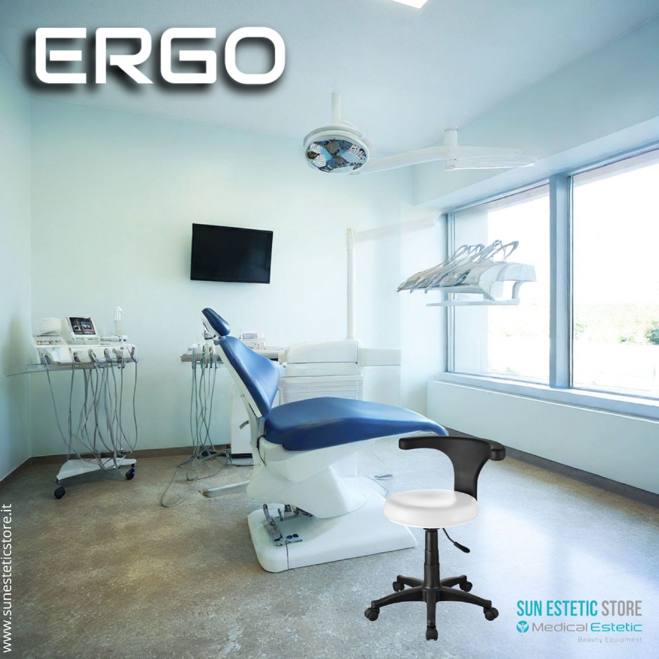 Ergo sgabello design innovativo professionale pedicure estetica medico