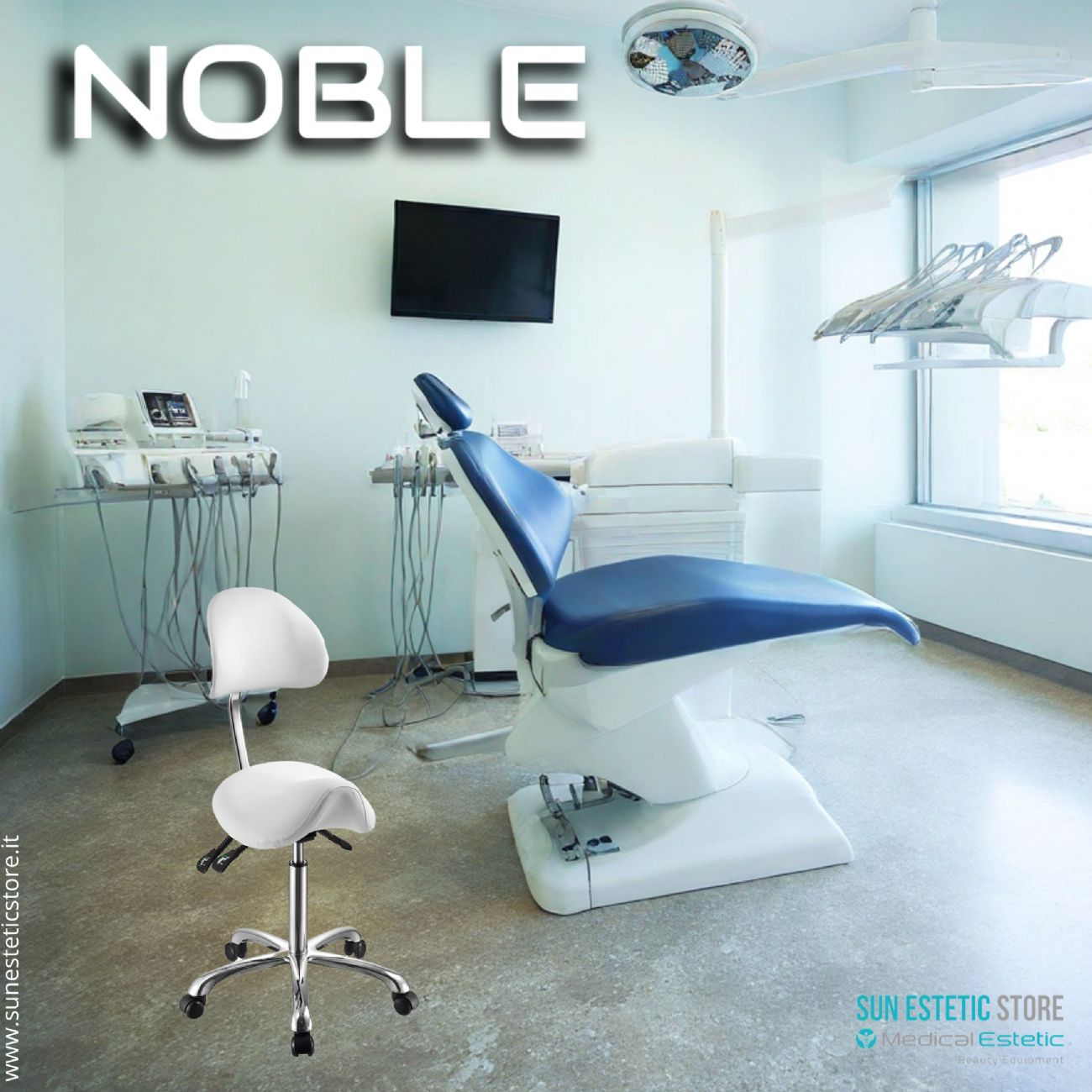 Noble sgabello sagomato con schienale multiregolabile estetica medico podologo