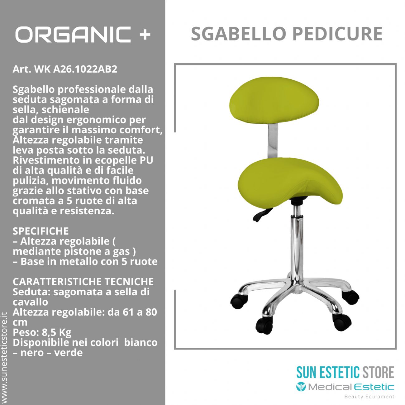 Organic + sgabello design elegante ergonomico professionale per estetica