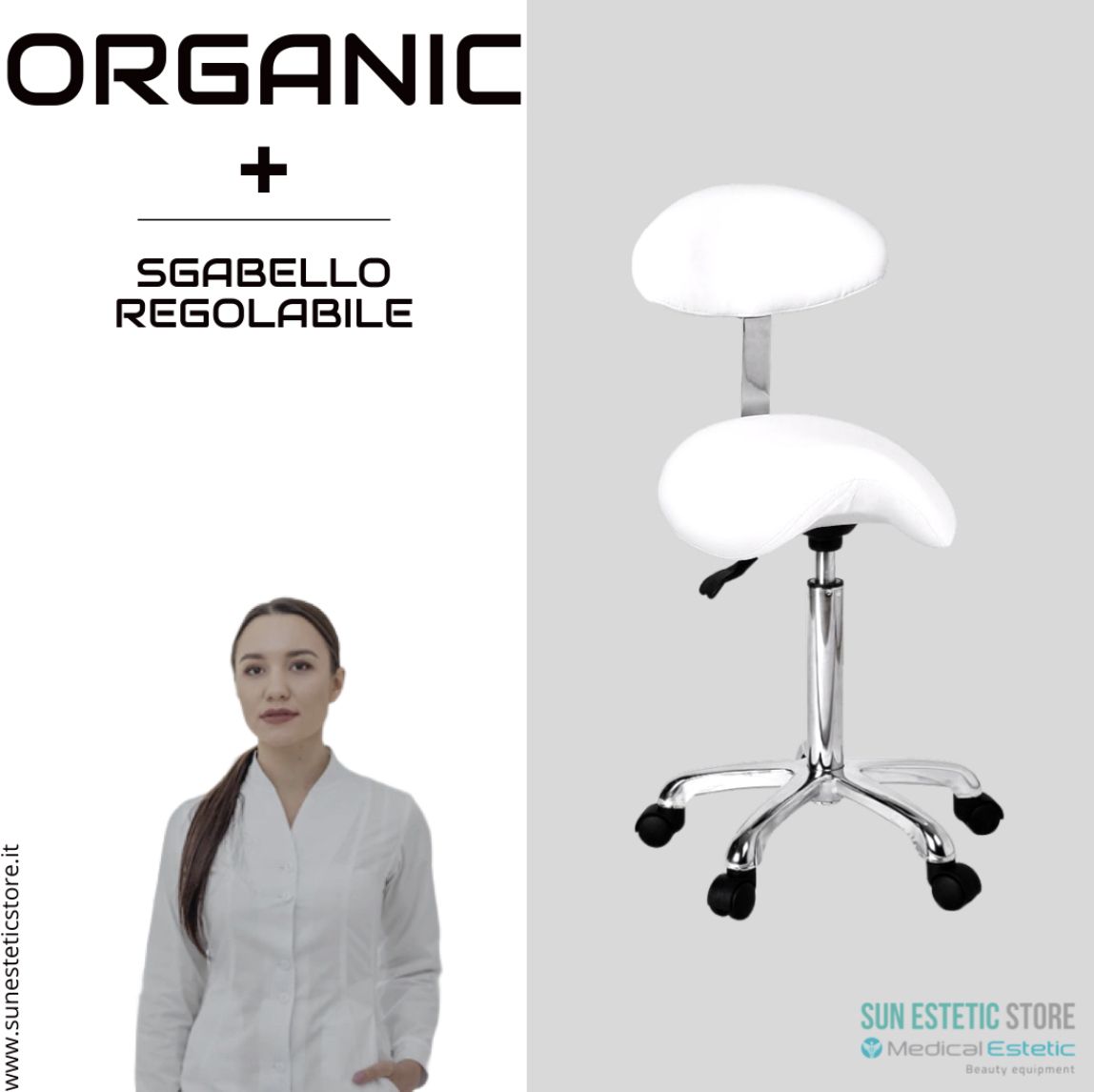 Organic + sgabello design elegante ergonomico professionale per estetica