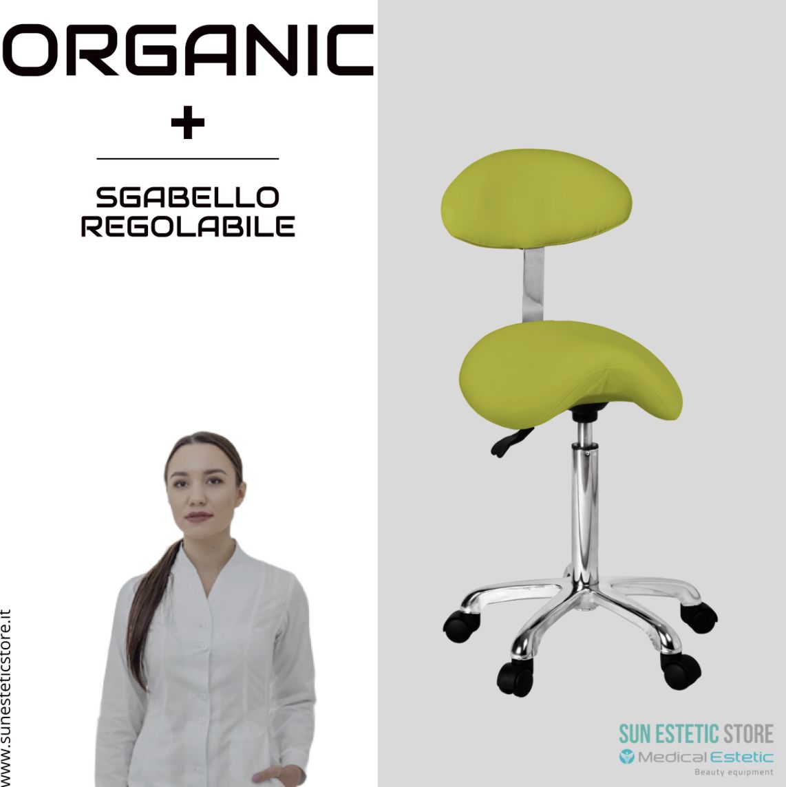 Organic + sgabello design elegante ergonomico professionale per estetica