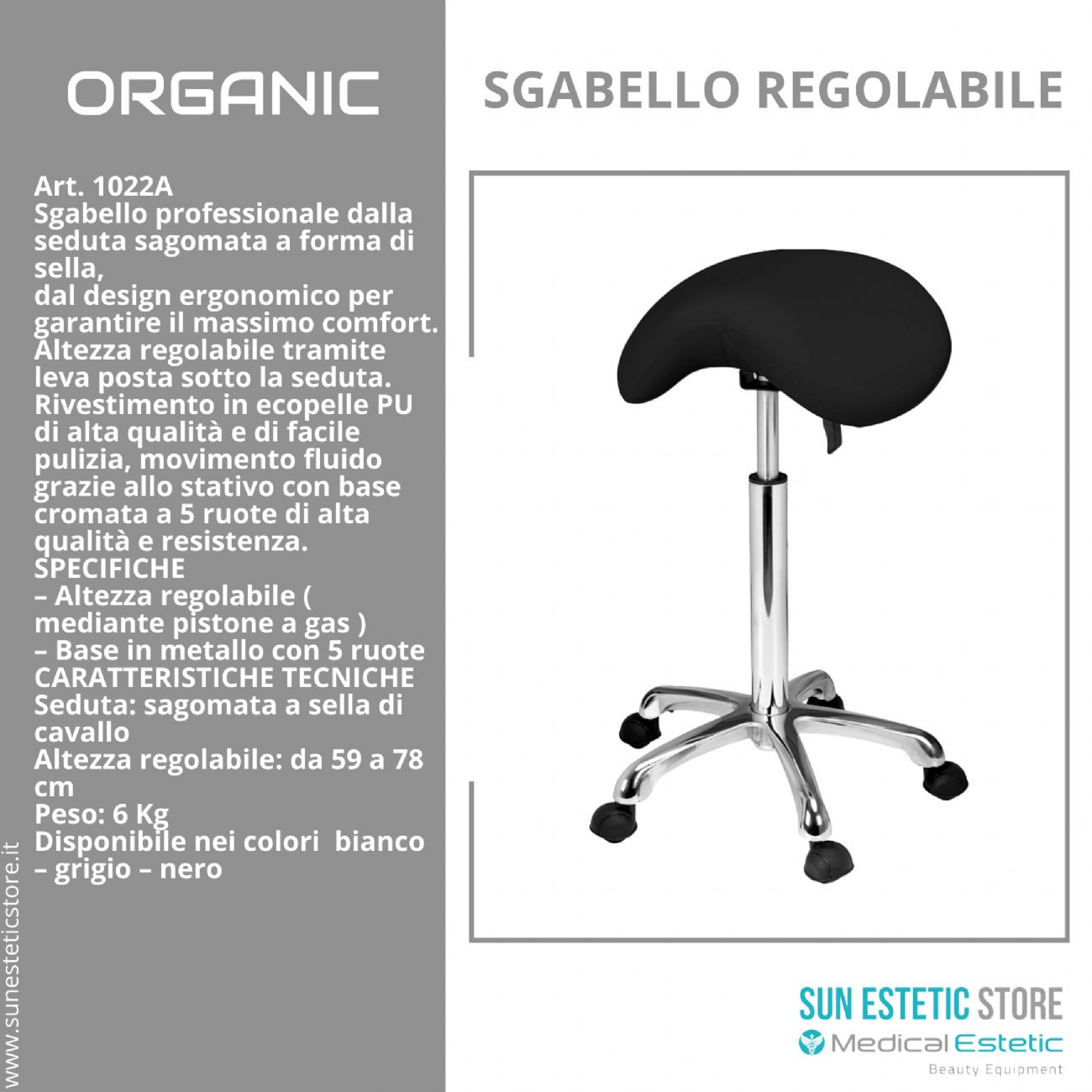 Organic sgabello sagomato regolabile senza schienale estetica parrucchiere medico dentista