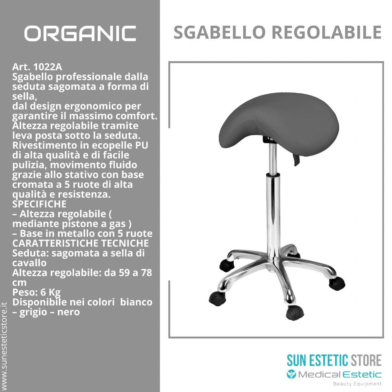 Organic sgabello sagomato regolabile senza schienale estetica parrucchiere medico dentista