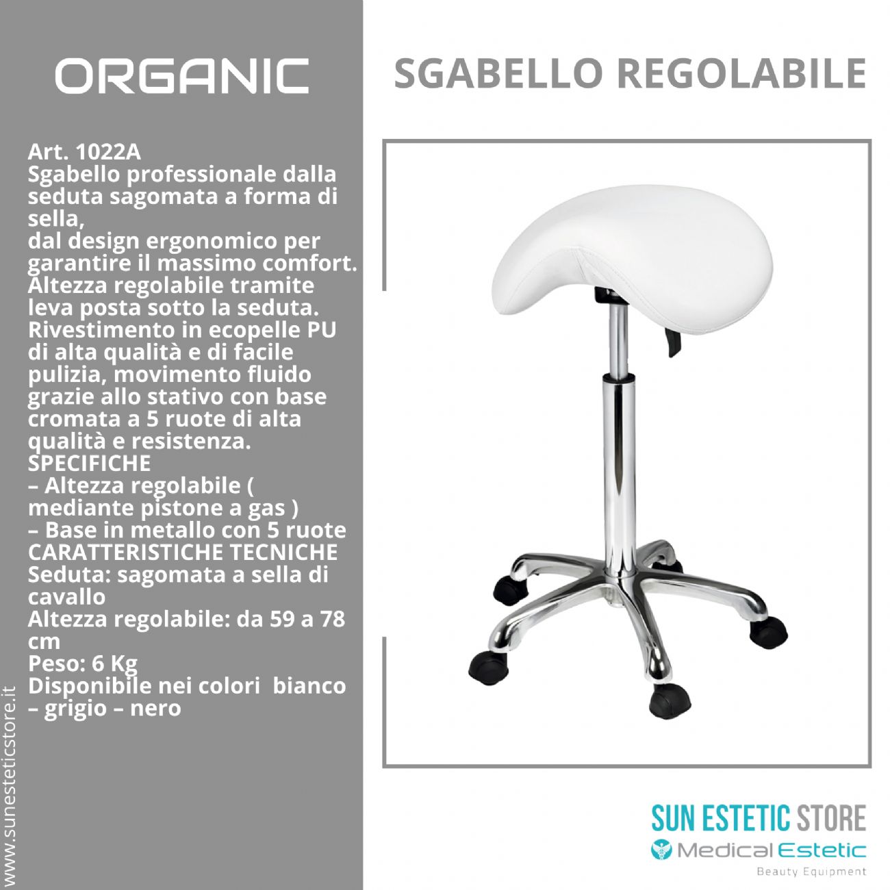 Organic sgabello sagomato regolabile senza schienale estetica parrucchiere medico dentista