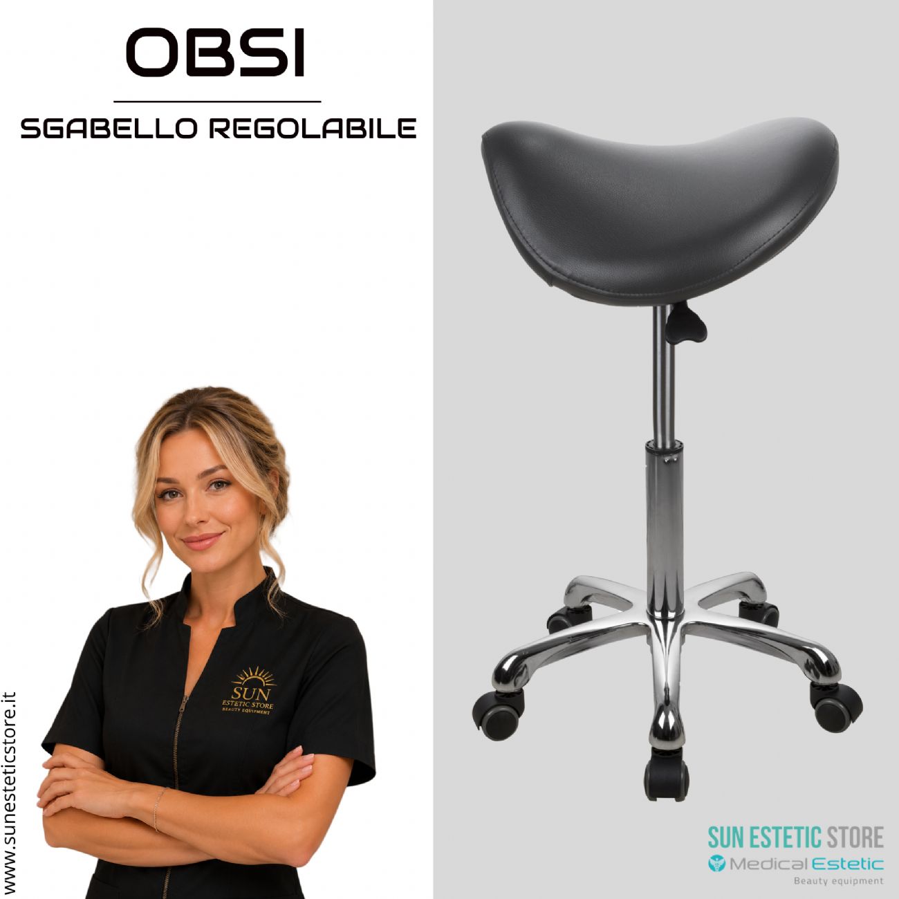 Organic sgabello sagomato regolabile senza schienale estetica parrucchiere medico dentista