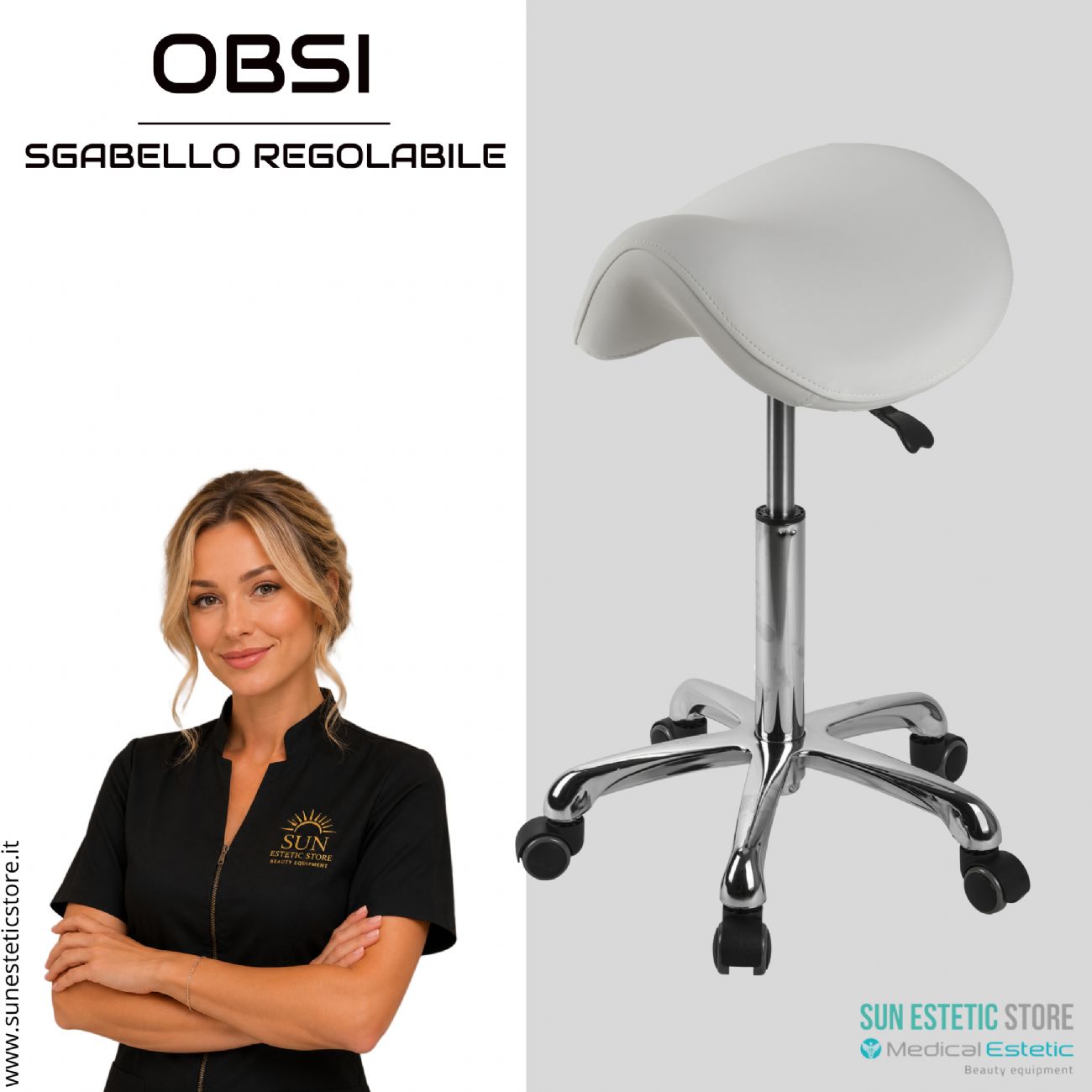Organic sgabello sagomato regolabile senza schienale estetica parrucchiere medico dentista