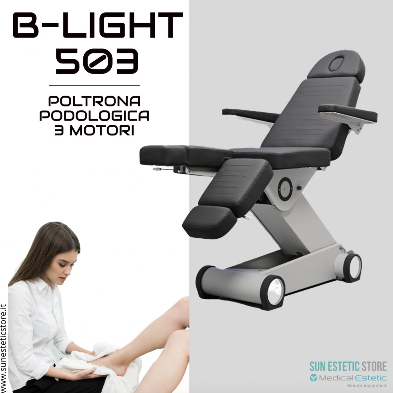 B-light 503 Poltrona podologica professionale pedicure elettrica 3 motori pedicure