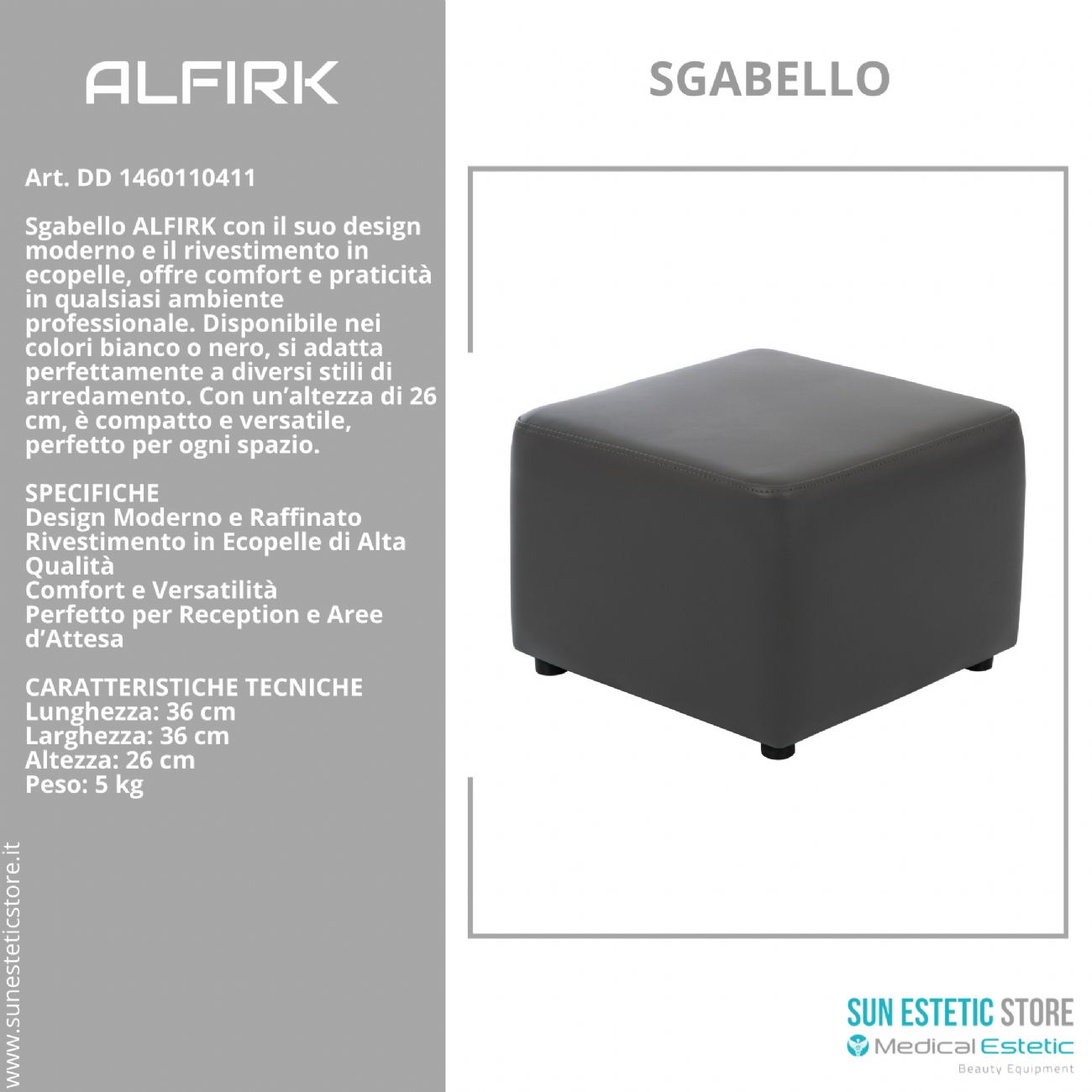 Alfirk pouf sgabello per estetica reception