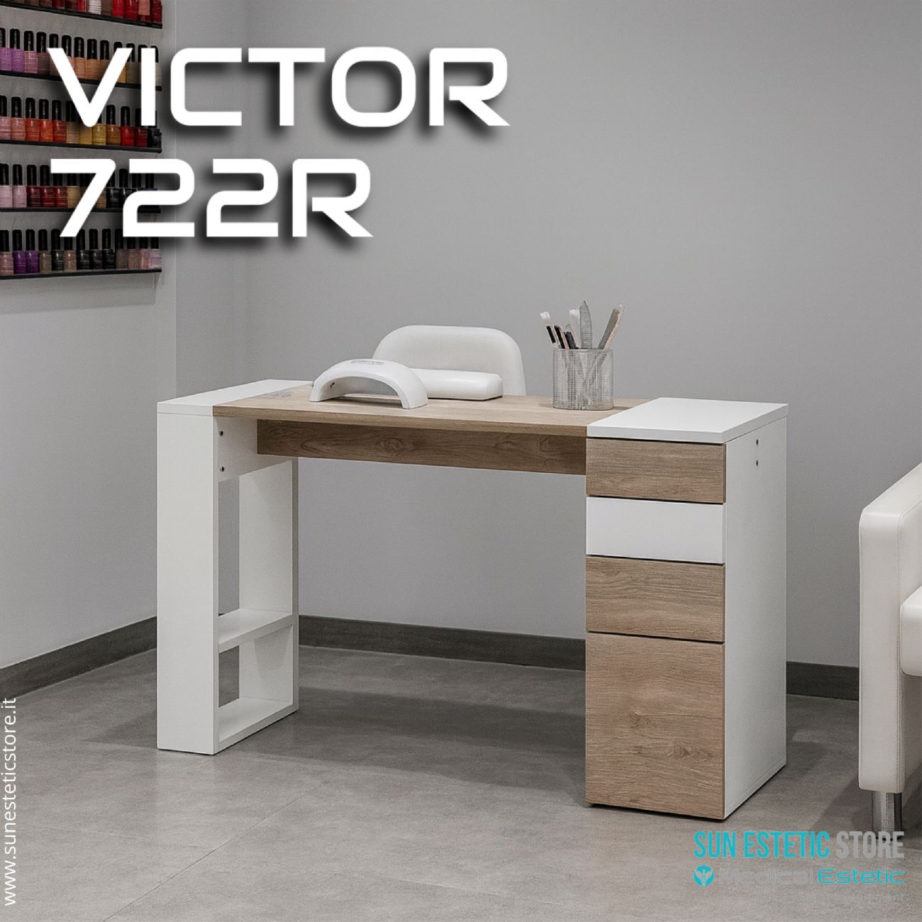 Victor-722 tavolo manicure con cassettiera