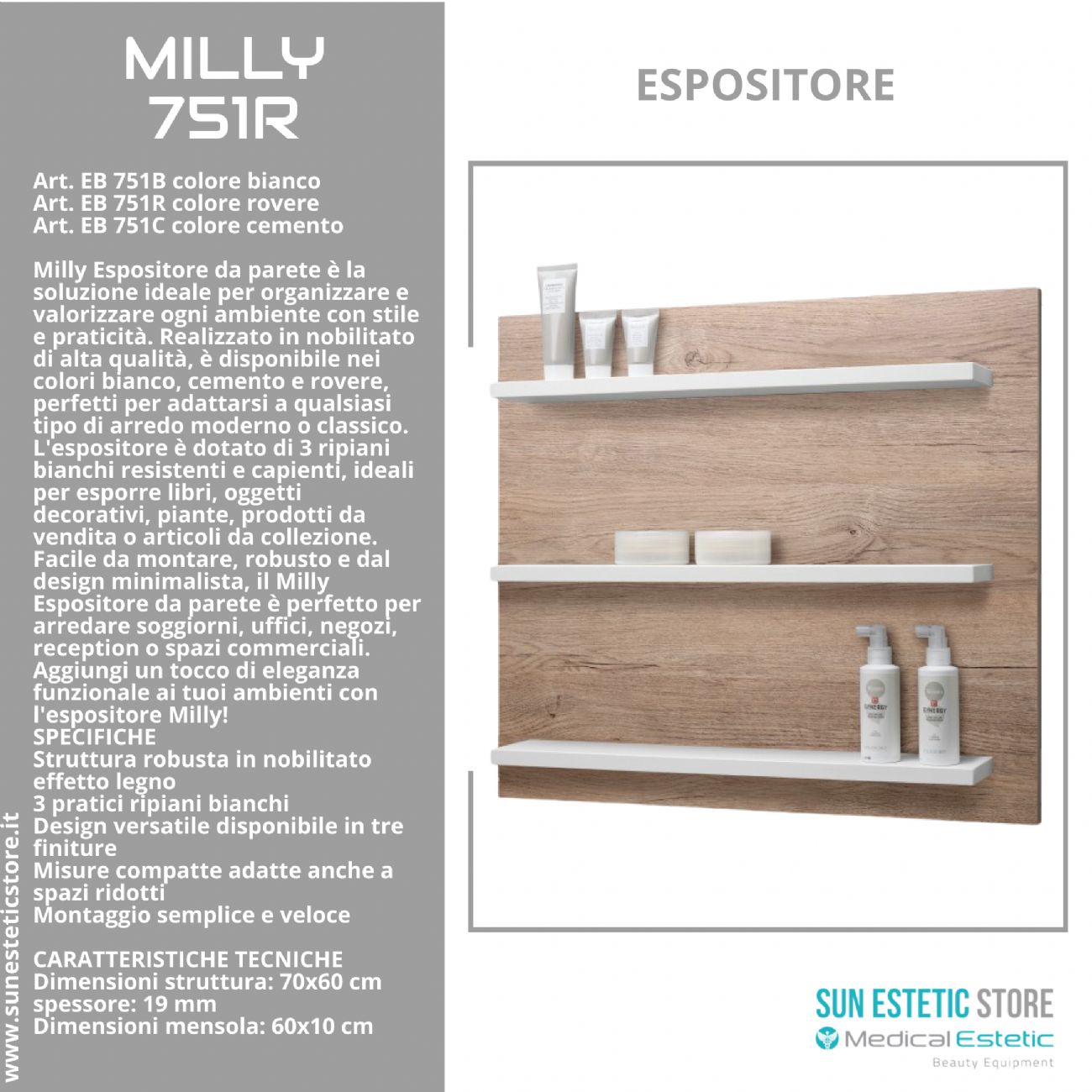 Milly Espositore da parete arredamento negozio