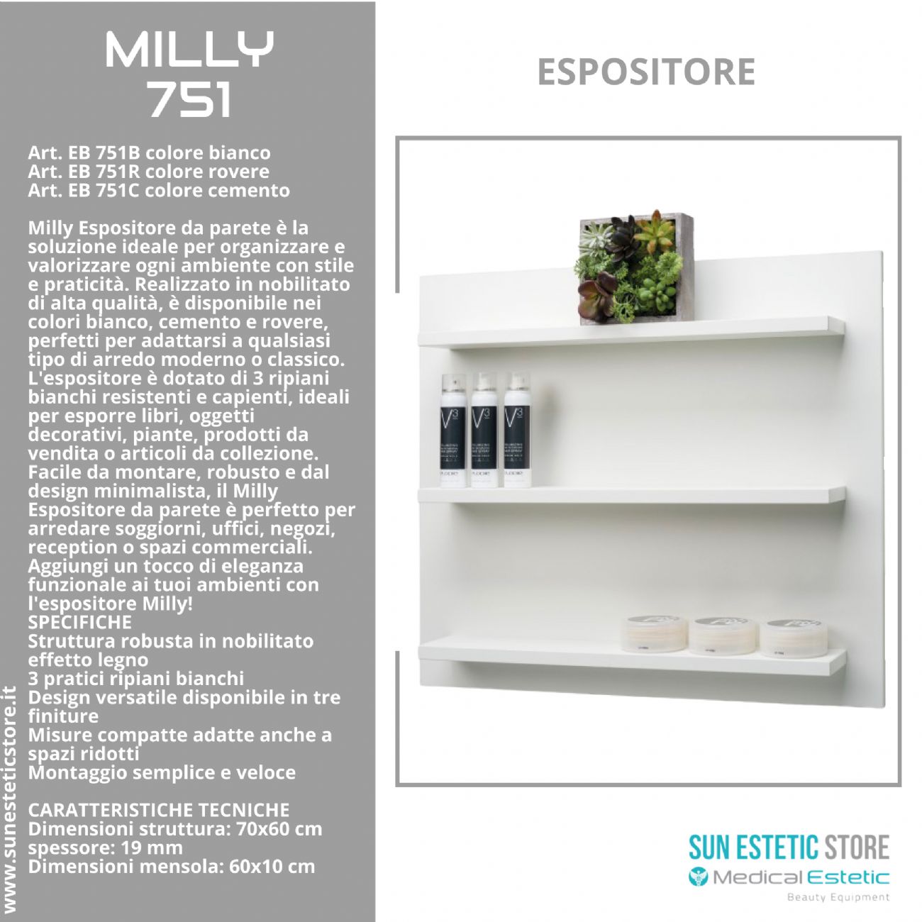 Milly Espositore da parete arredamento negozio