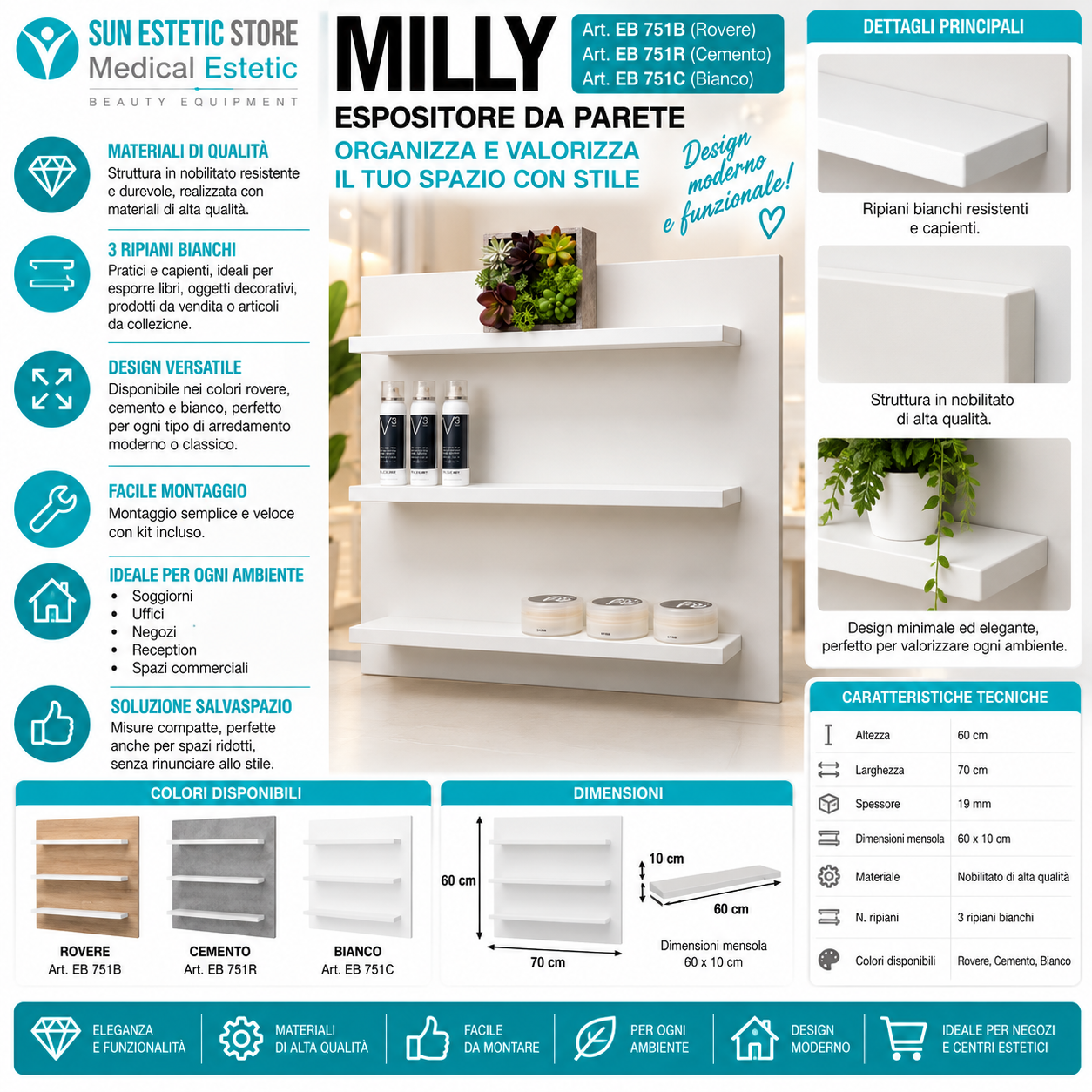 Milly Espositore da parete arredamento negozio