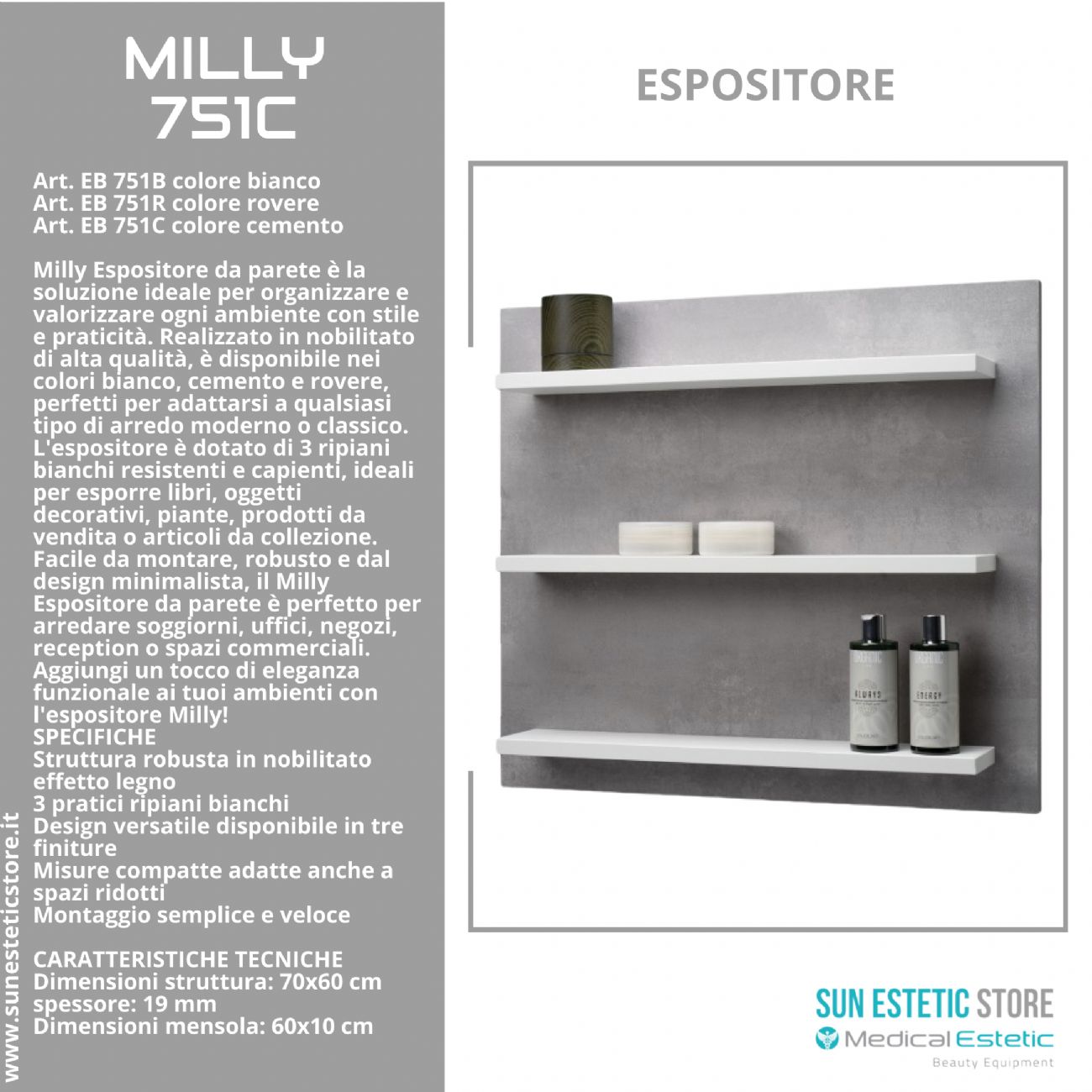 Milly Espositore da parete arredamento negozio
